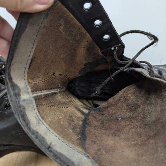Vintage Leather Tall Combat Boots Military Boots 1978 8 Eye Punk Goth 9.5 Mens - Picture 5 of 14